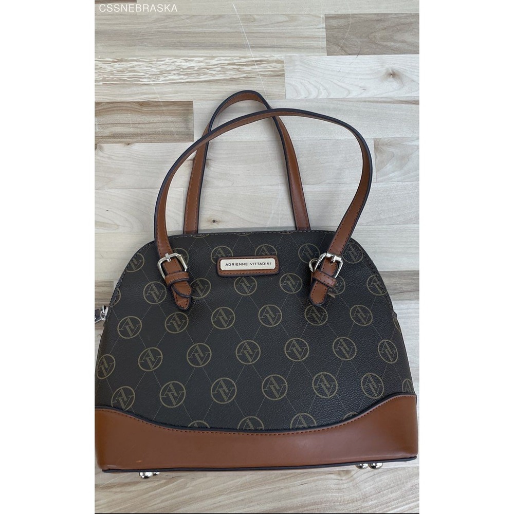 Adrienne Vittadini Black/Brown Logo Handbag